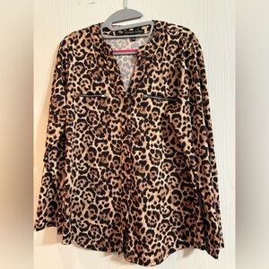 Brown Leopard Print Blouse